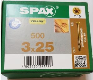 Шуруп Spax-S 3,0x25 мм 35703001902021 (500 шт/упак) - спец. для полов, потайн. малая 60°головка
