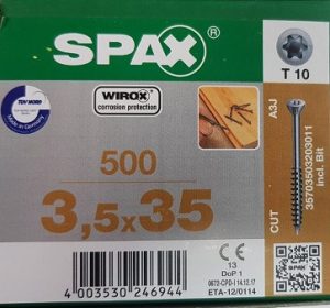 Шуруп Spax-S 3,5x35 мм 35703503203011 (500 шт/упак) - спец. для полов, WIROX. Spax-S - 3,5*35